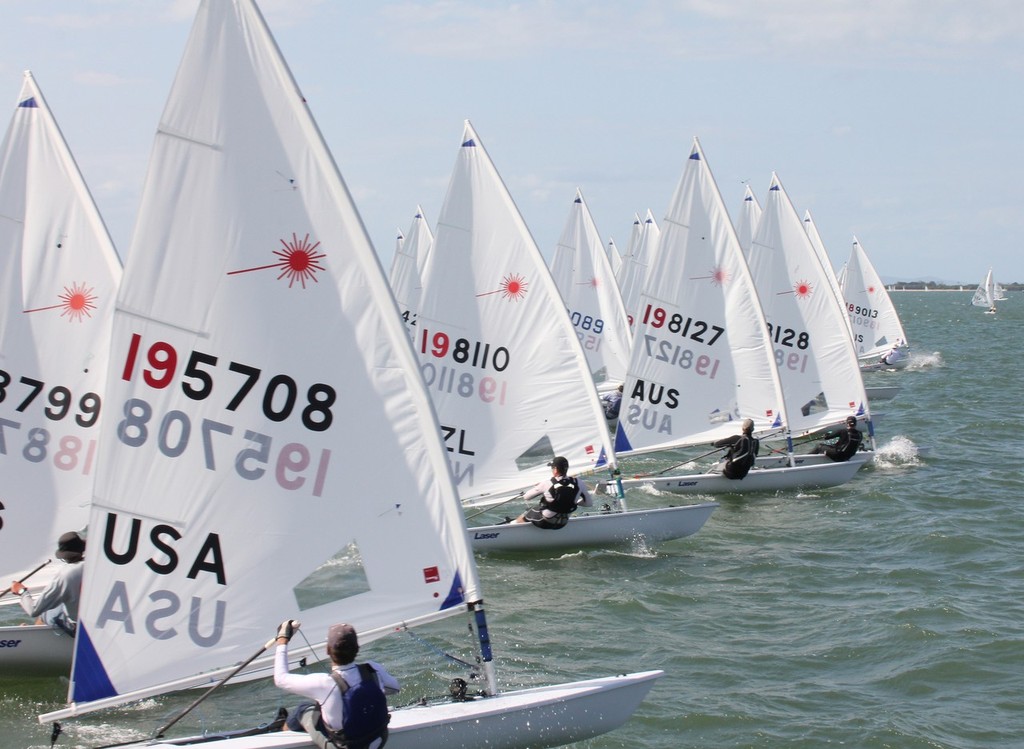 Laser Radial Grand Masters Race 2 start © Laser Masters Worlds Media 2012 http://www.lasersailing.com.au